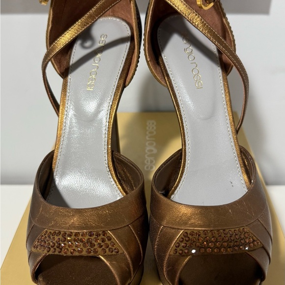 Sergio Rossi Bronze Platform Sandals